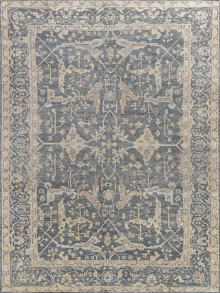 blue turkish oushak wool rug