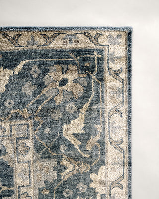Oushak turkish blue wool area rug